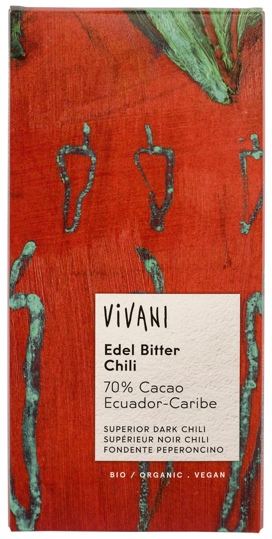 100g Vivani Edel Bitter Chili - Sonderpeis MHD 01.2024