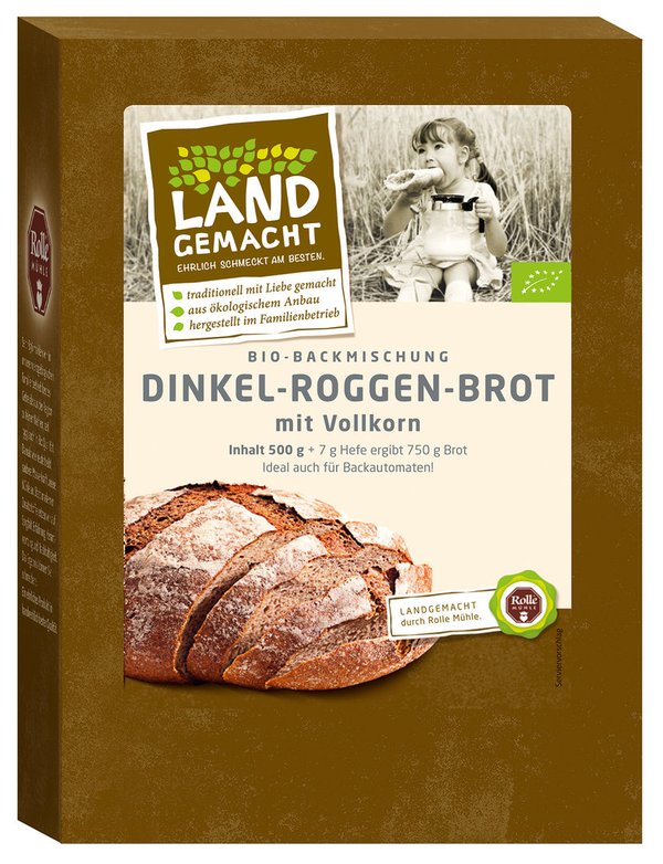 500g Bio Dinkel-Roggen Brot - Rolle Mühle - Bio Brotbackmischung