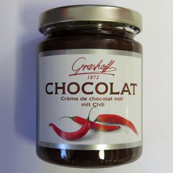 250g Grashoff Créme de chocolat noir mit natürlichem Chiliöl