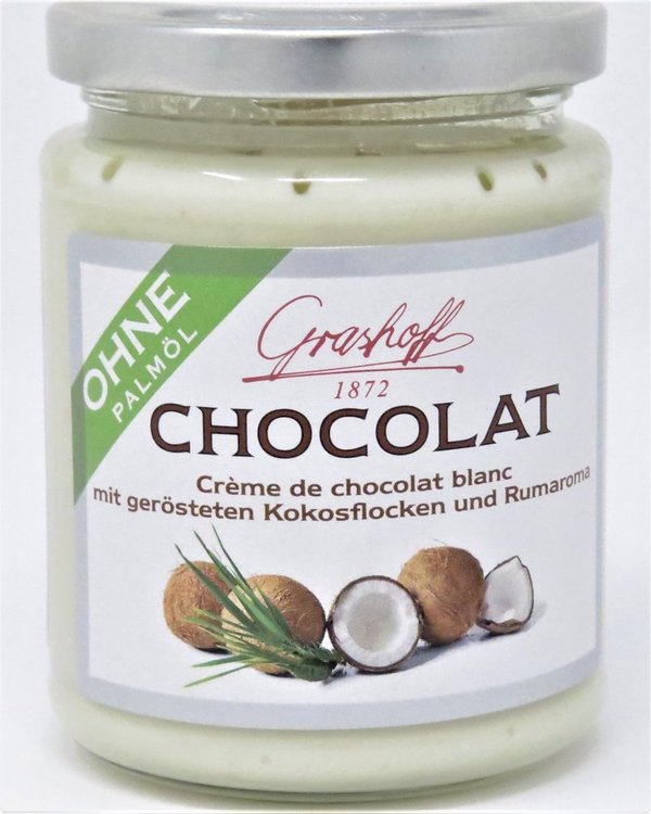 235g Grashoff  Weiße Schokoladencreme mit Kokosnussflocken und Rumaroma