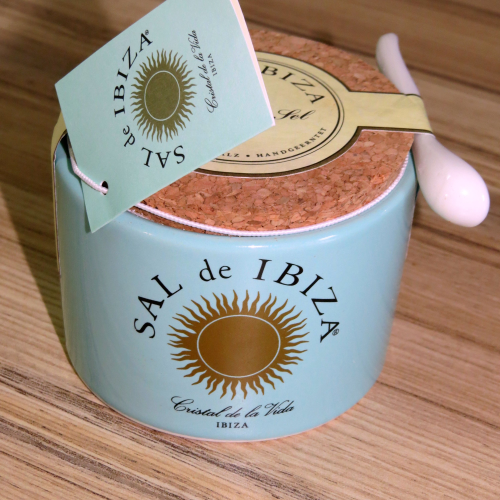 Sal de Ibiza: Fleur de Sel aus Ibiza, im Keramiktopf mit Löffel, 150g