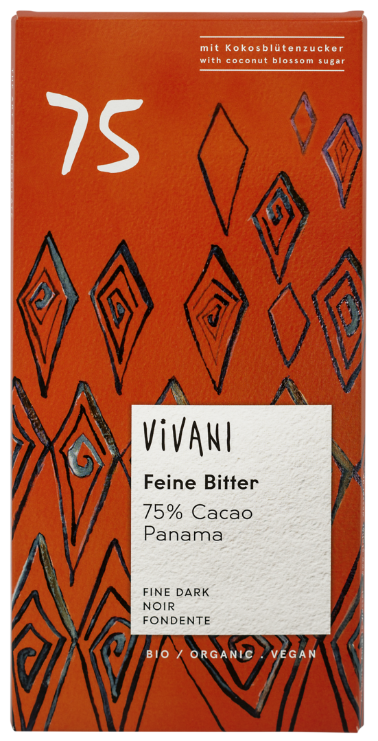 Vivani Feine Bitter 75%, gesüßt mit Kokosblütennektar