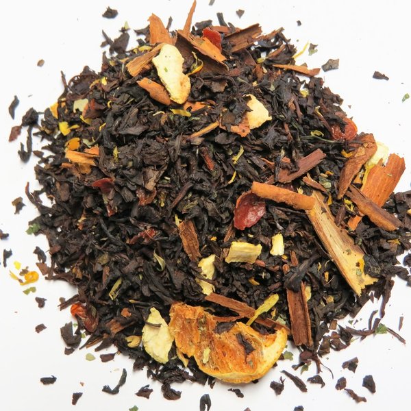 100g Bio Schwarzer Tee SCHNEEWEHE - winterlicher Orange/Sahne Geschmack