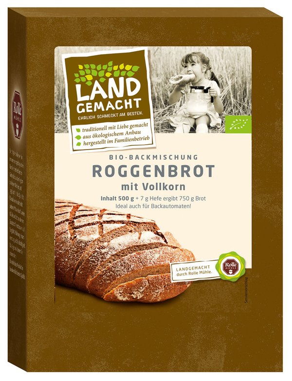 500g Bio Roggen Brot - Rolle Mühle - Bio Brotbackmischung