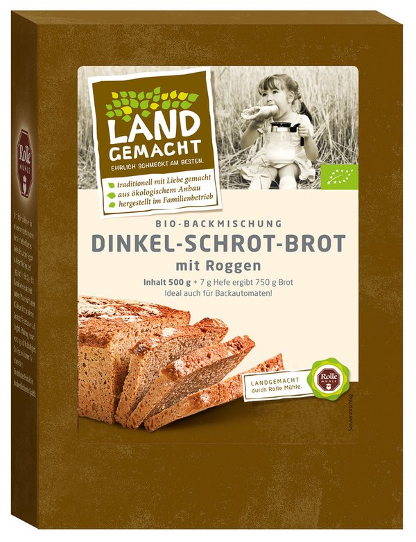 500g Bio Dinkel-Schrot Brot - Rolle Mühle - Bio Brotbackmischung